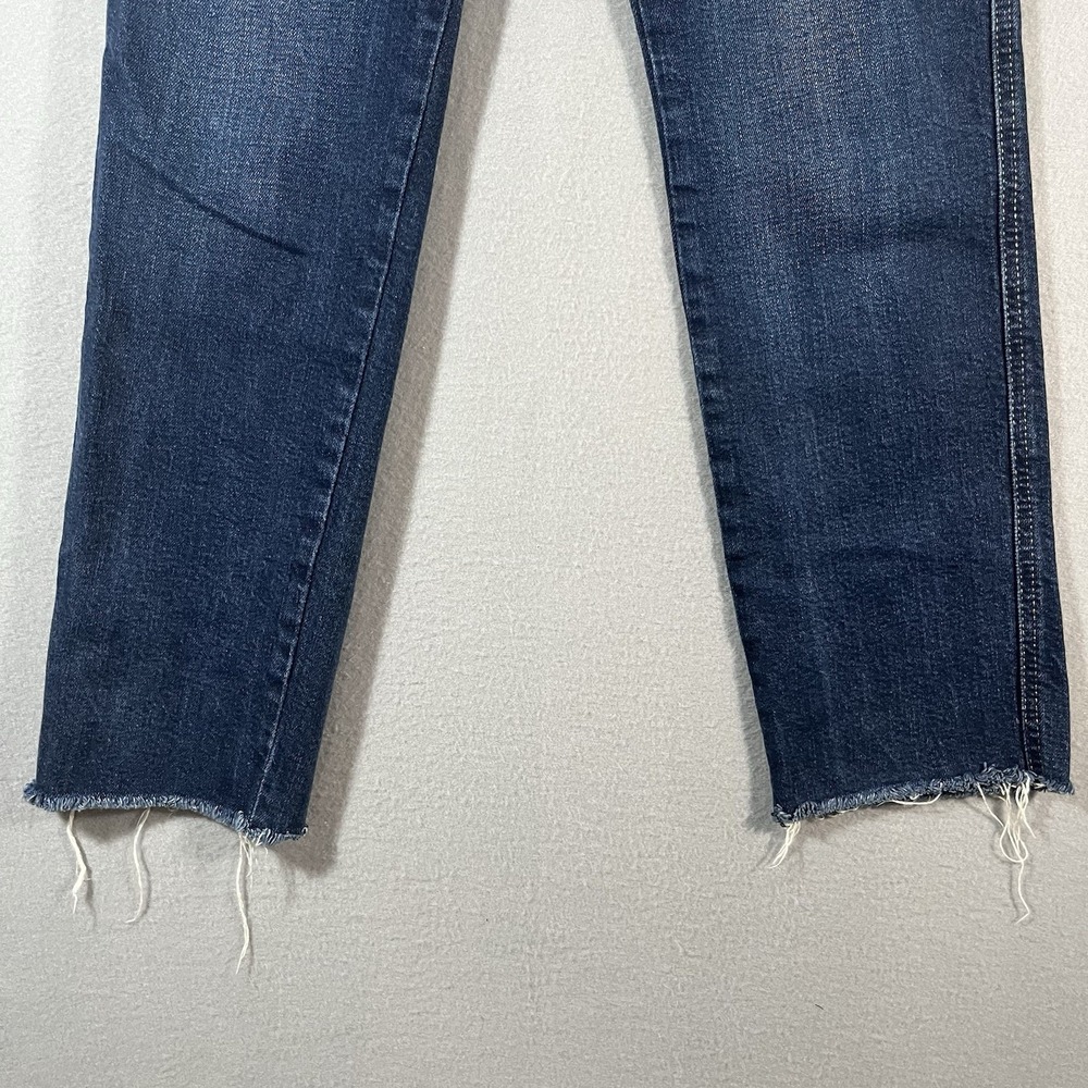 We The Free Free People‎ Mid-Rise Raw Hem Dark Wash Blue Cropped Ankle Jeans, 26 - Picture 5 of 8